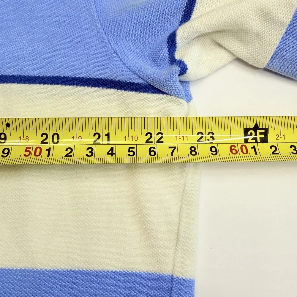 Polo Ralph Lauren Men's XL Blue White Striped Pony Polo Shirt Cotton Rugby